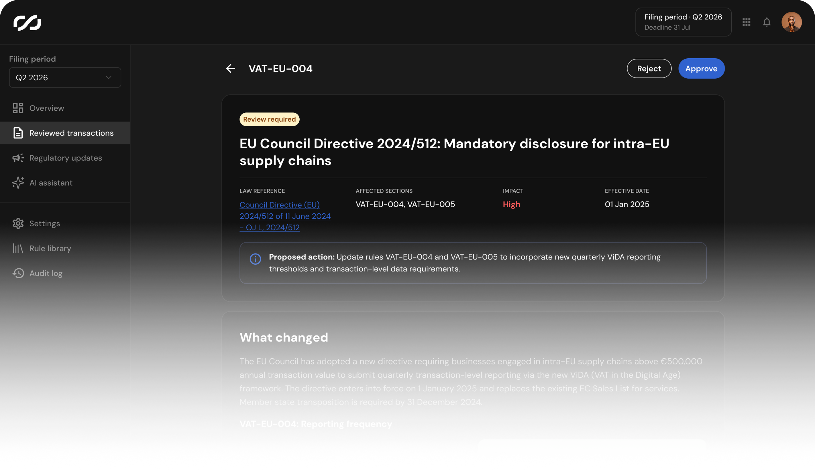 A regulatory update, EU Council Directive 2024/512, waiting on a reviewer with its proposed rule change and what it changed set out.